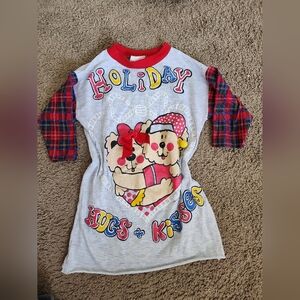 Vintage Edie Bee toddler girls 4t  Bear Heart  holiday Nightgown made in usa